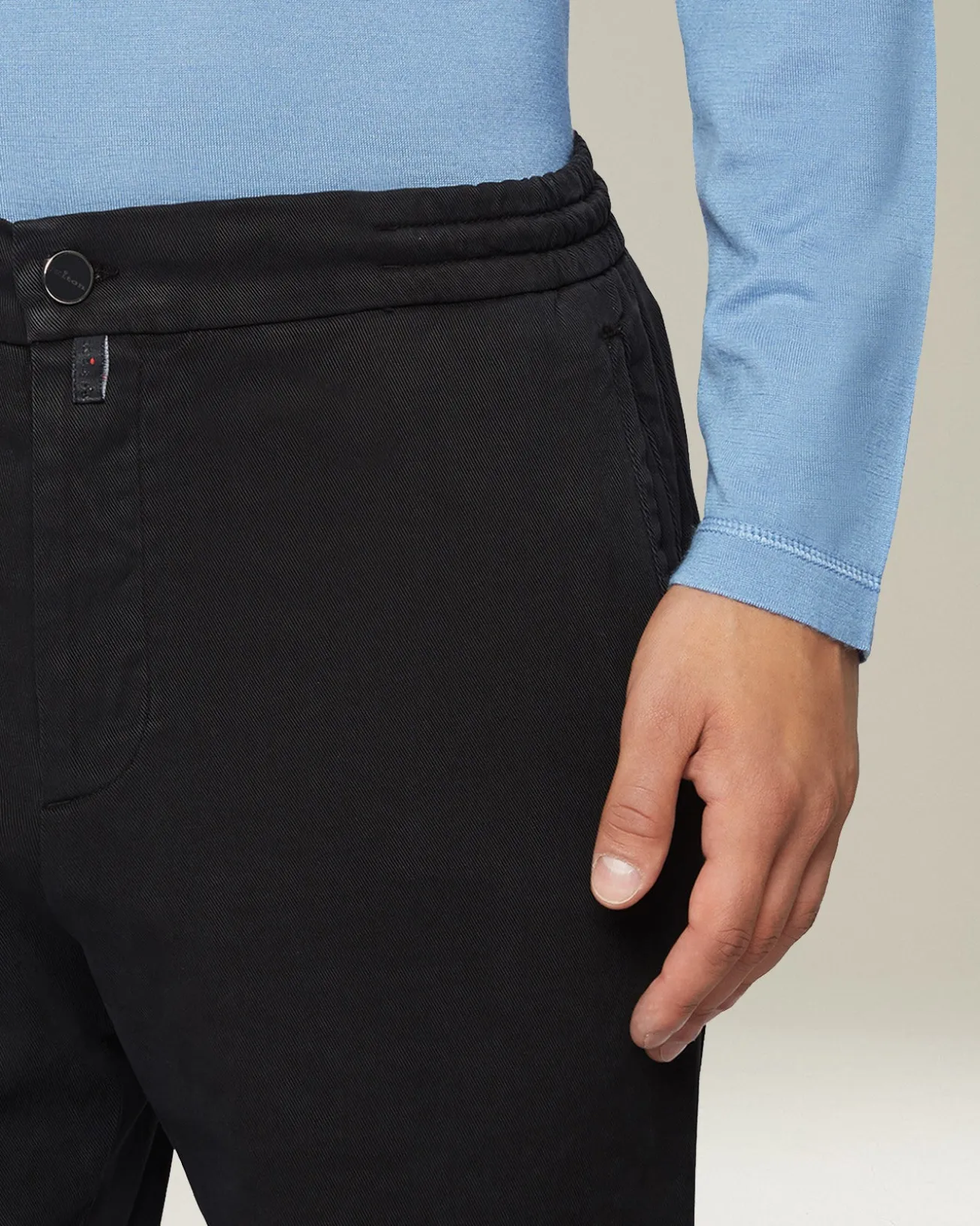 Pantalone uomo con elastico in cotone blend nero