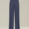 Pantalone wide leg donna in Cashmere e Lana color denim