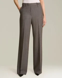 Pantalone wide leg donna in lana e cashmere beige