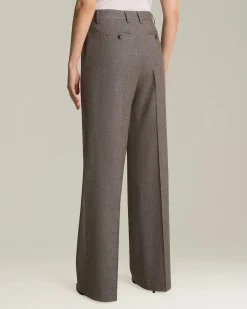 Pantalone wide leg donna in lana e cashmere beige
