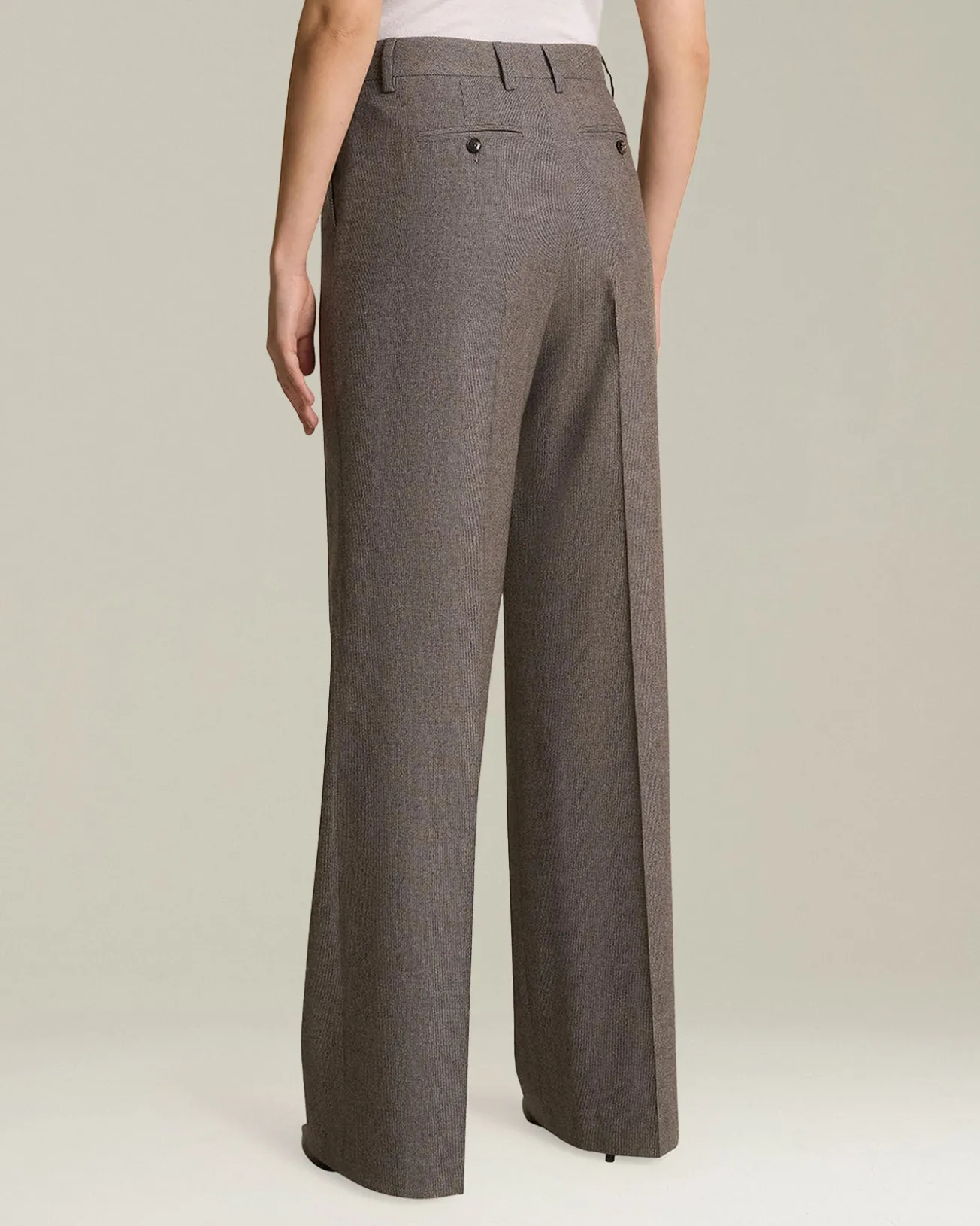 Pantalone wide leg donna in lana e cashmere beige