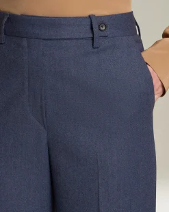 Pantalone wide leg donna in Cashmere e Lana color denim