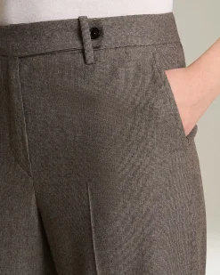 Pantalone wide leg donna in lana e cashmere beige