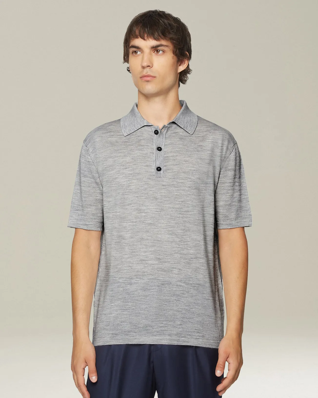 Polo uomo Deluxe in Lana e Seta grigia