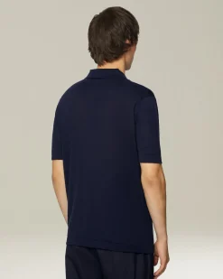 Polo uomo Deluxe in Lana e Seta blu navy