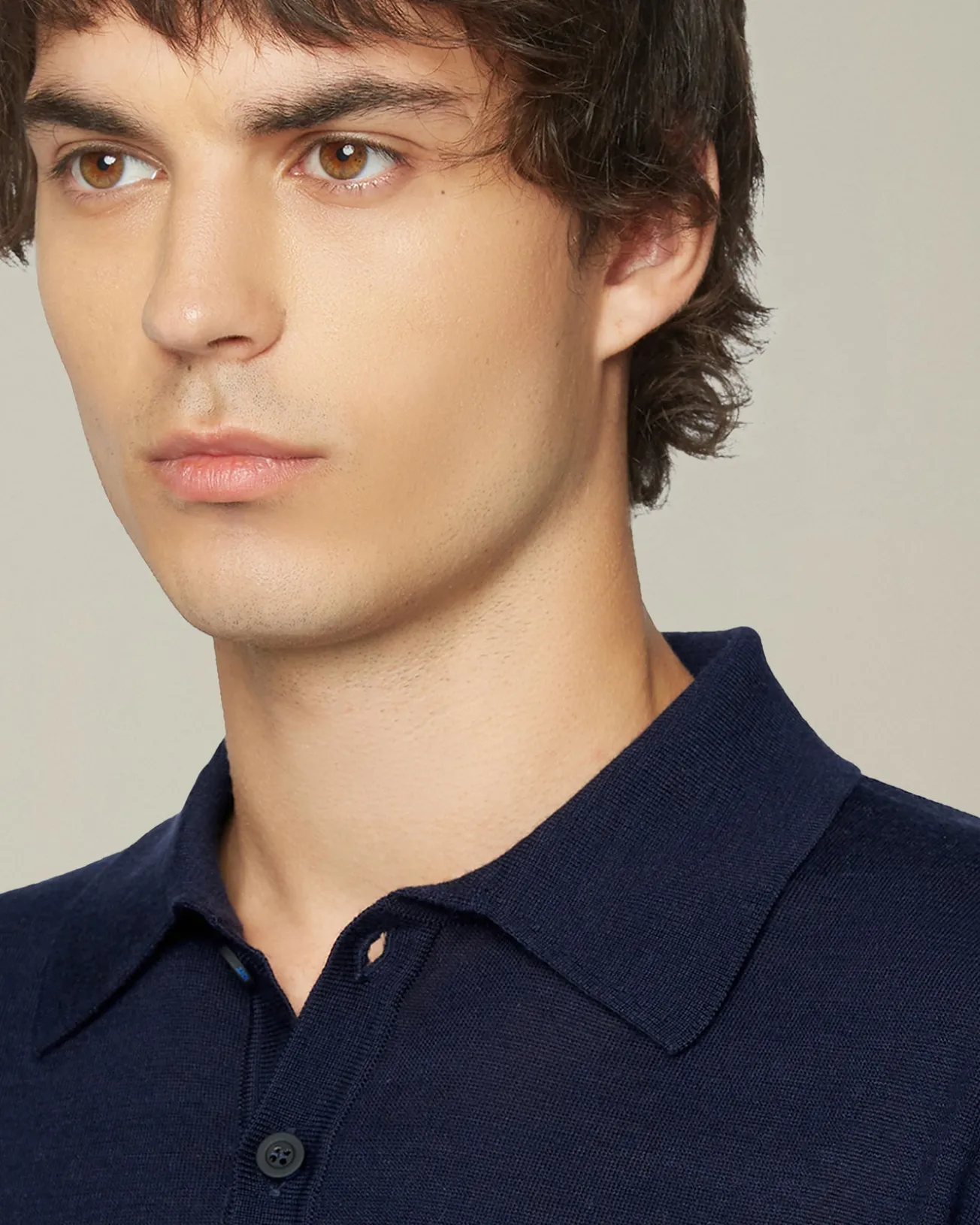 Polo uomo Deluxe in Lana e Seta blu navy