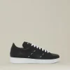 Sneakers uomo in pelle di vitello nera con cuciture