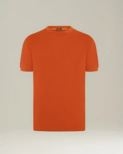 T-shirt girocollo a mezza manica in maglia di cotone