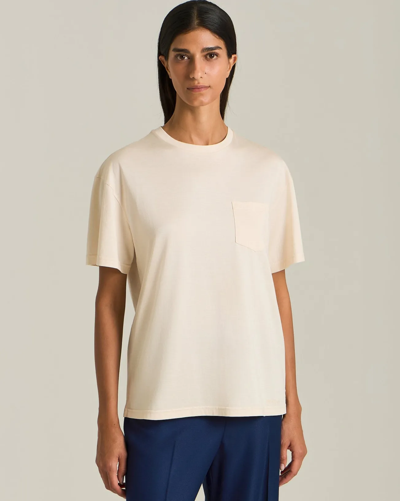 T-Shirt In Seta E Cotone Con Taschino