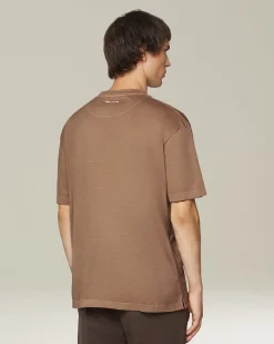 T-shirt in sofficie cotone color cammello