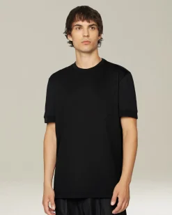 T-shirt KNT in Jersey di contone nera con taschino
