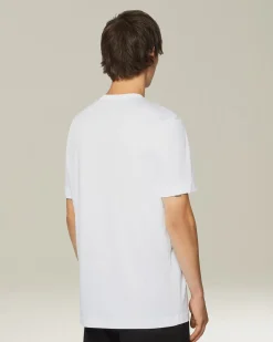T-shirt KNT in Jersey di contone bianca con taschino