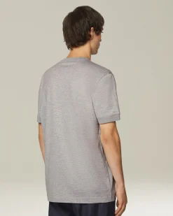 T-shirt KNT in Jersey di contone grigiio perla con taschino