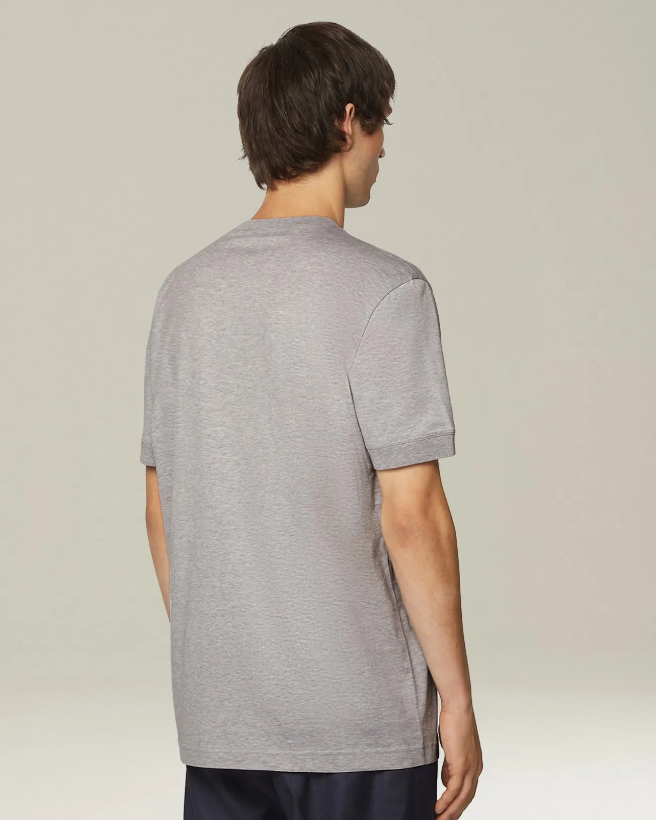 T-shirt KNT in Jersey di contone grigiio perla con taschino