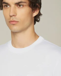 T-shirt KNT in Jersey di contone bianca con taschino
