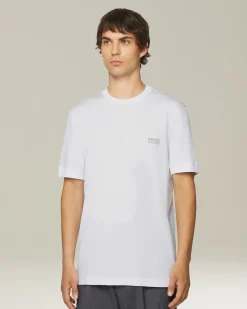 T-shirt logo bianca in jersey di cotone KNT