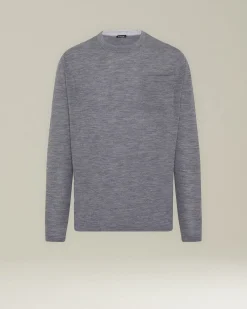 T-shirt uomo Manica lunga in lana mélange grigia