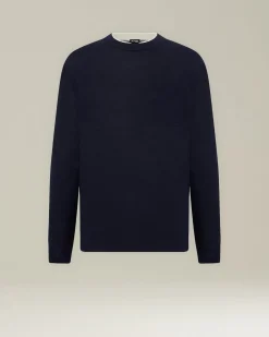 T-shirt uomo manica lunga in lana mélange blu