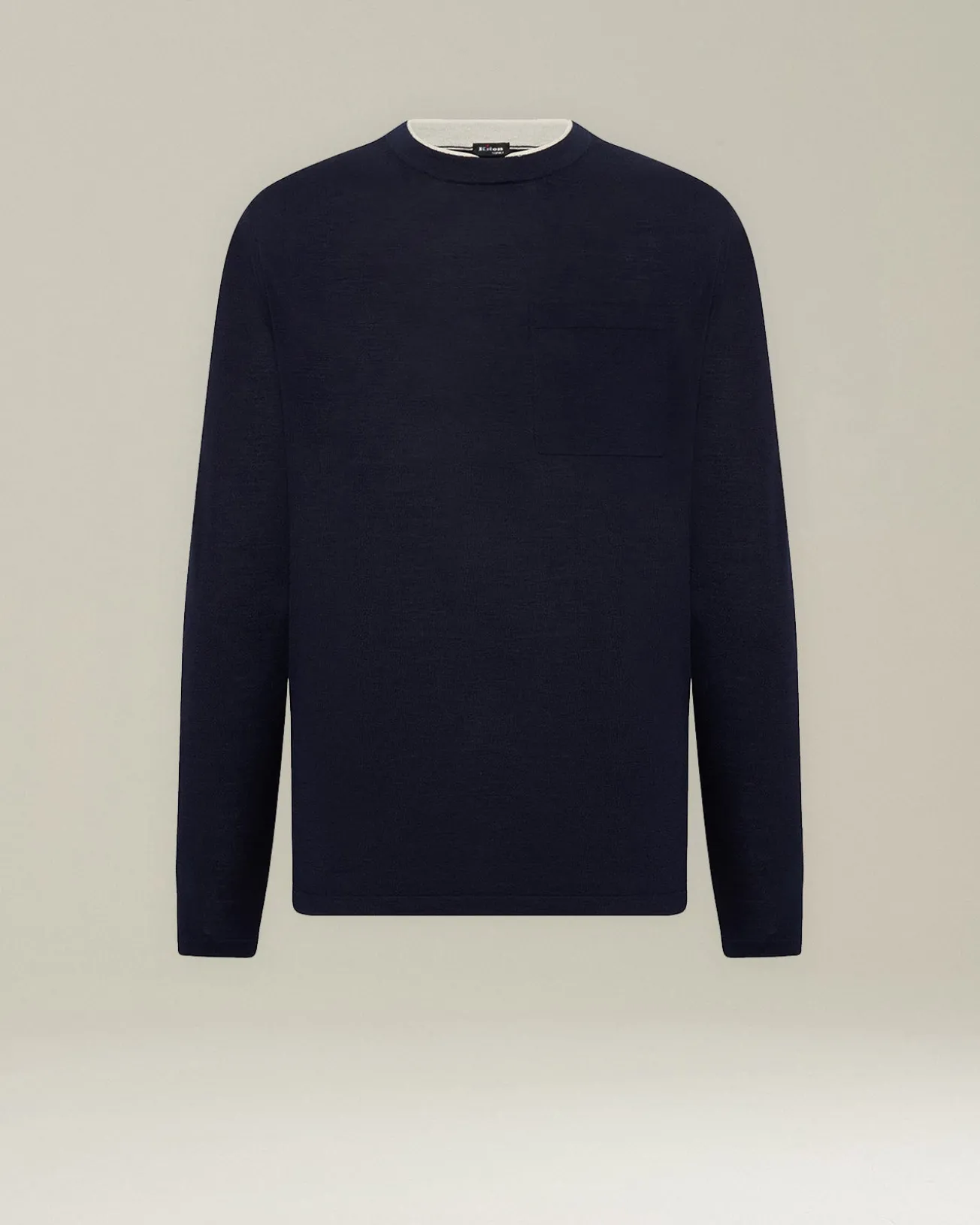 T-shirt uomo manica lunga in lana mélange blu